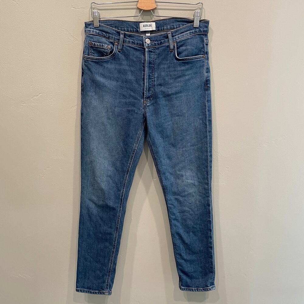 AGOLDE High Rise Slim Fit Jeans in Blue - Size: 29